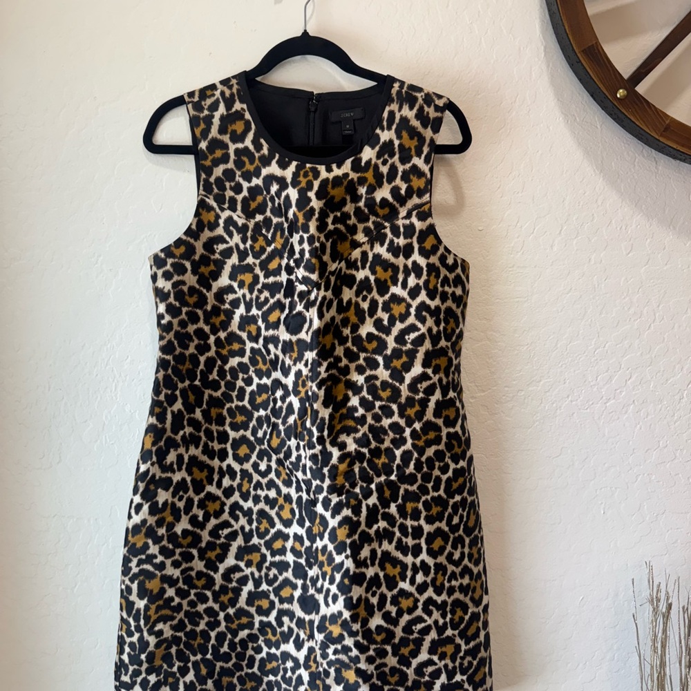 J. Crew Leopard Print Dress in Black and Tan
